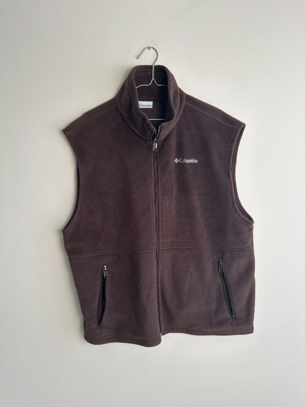 Vintage Columbia Fleece Vest Brown Full Zip Outdoor Gorpcore XL